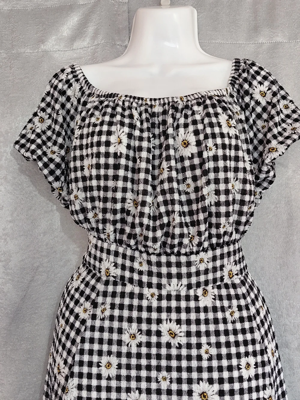 Torrid Black & White Gingham Daisy Midi Dress Plus SZ 2 2X cottagecore Summer . - Picture 3 of 14